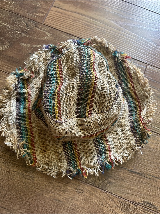 Accessories - Boho Multicolor Striped Hemp Sun Hat